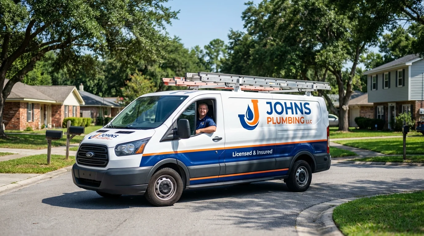 Johns Plumbing LLC service van in Pineville, WV