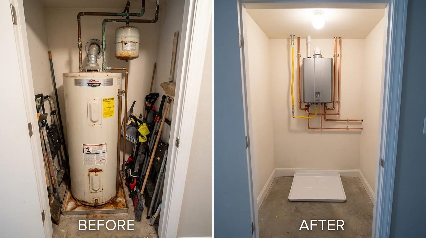 Tank water heater versus wall-mounted tankless unit comparison for Pineville, WV homeowners